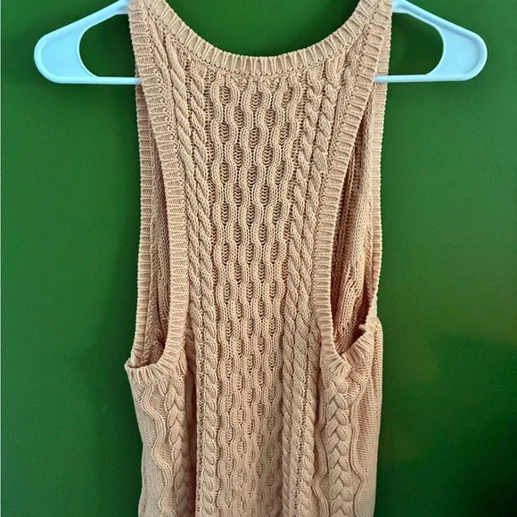 Free People High Tide Orange Apricot Cable Knit Tank Top Relaxed Medium - Picture 7 of 8